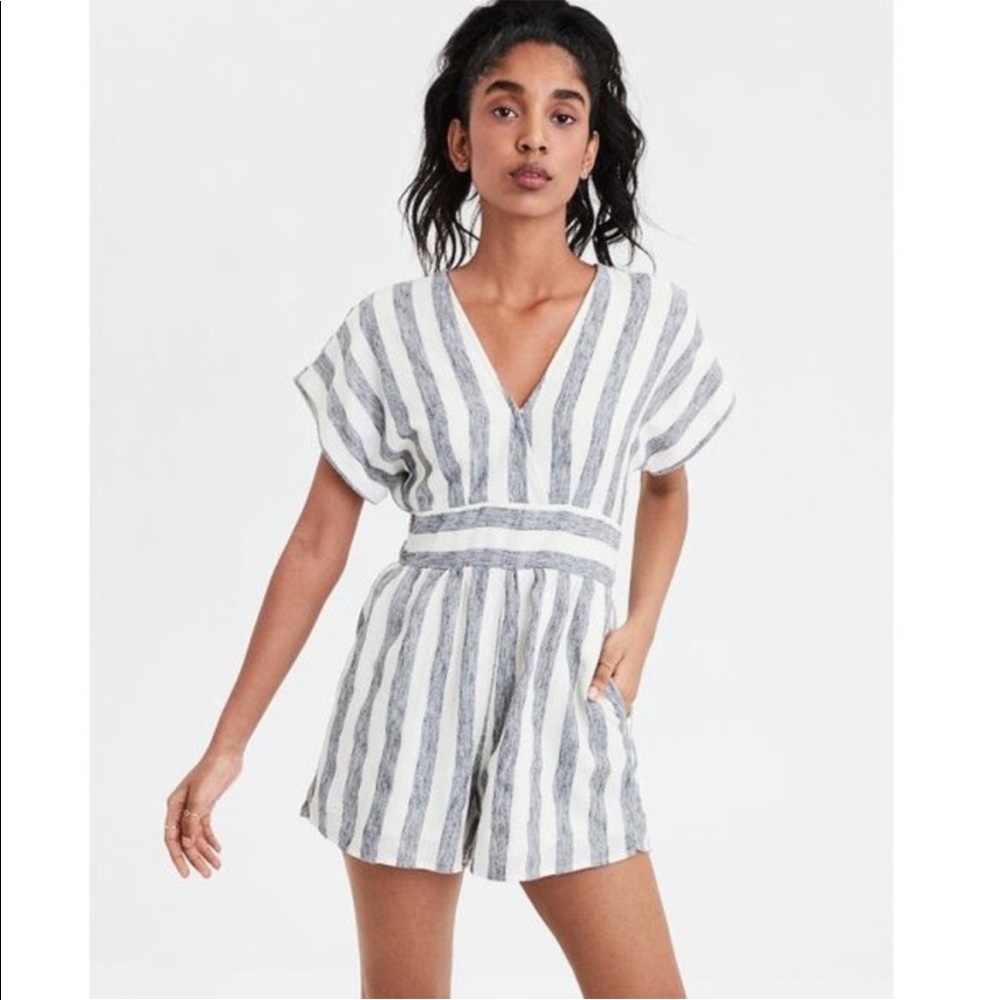 American Eagle Striped Kimono Sleeve Romper
